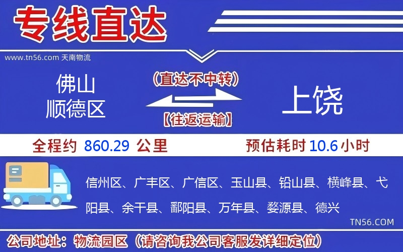 佛山顺德区到上饶物流公司 佛山顺德区到上饶物流公司