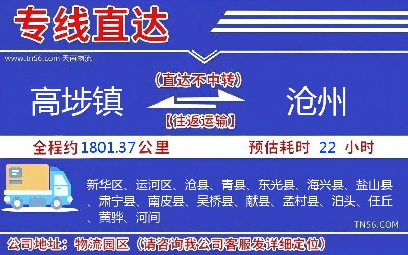 高埗镇到沧州物流公司 高埗镇到沧州物流公司