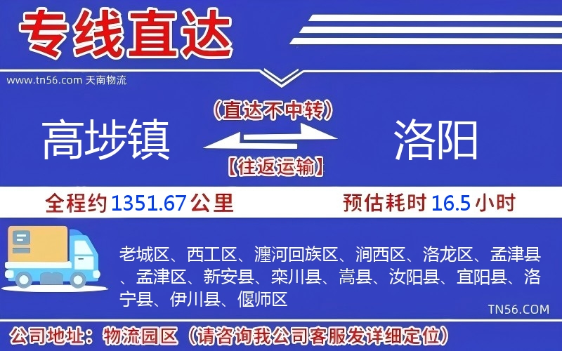高埗镇到洛阳物流公司 高埗镇到洛阳物流公司