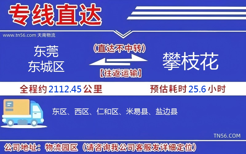 东莞东城区到攀枝花物流公司 东莞东城区到攀枝花物流公司