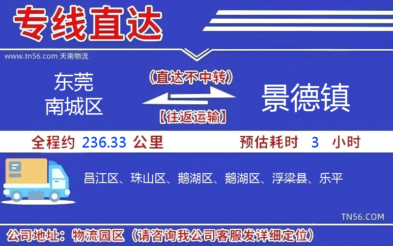 东莞南城区到景德镇物流公司